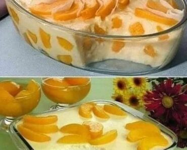 Peach ice cream dessert