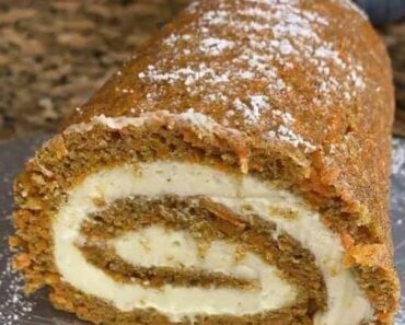 Carrot cake roll with cream cheese frosting